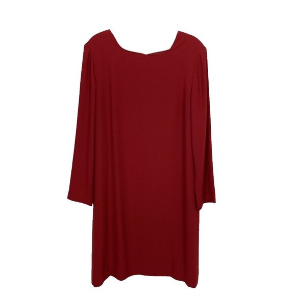 Talbots Womens Dress Sz 14 Square Neck Sheath  Red classic career - Picture 1 of 6